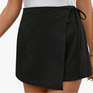 Old Navy Linen-Blend Black Wrap Skirt